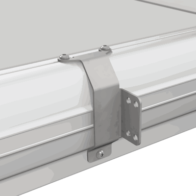 EasyFloat flytbrygga med monterat fäste för räcke, för säker installation och stöd